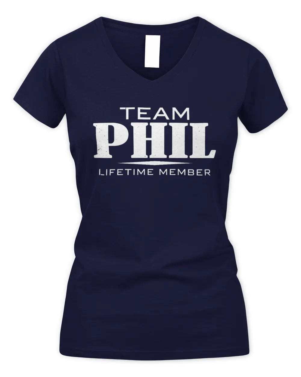 PHIL BL62-K4-128 - Personalized “Team NAME Lifetime Member” - Women's V-Neck T-Shirt - Navy