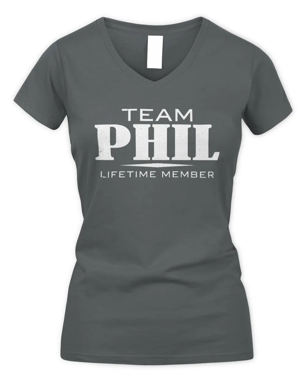 PHIL BL62-K4-128 - Personalized “Team NAME Lifetime Member” - Women's V-Neck T-Shirt - Charcoal