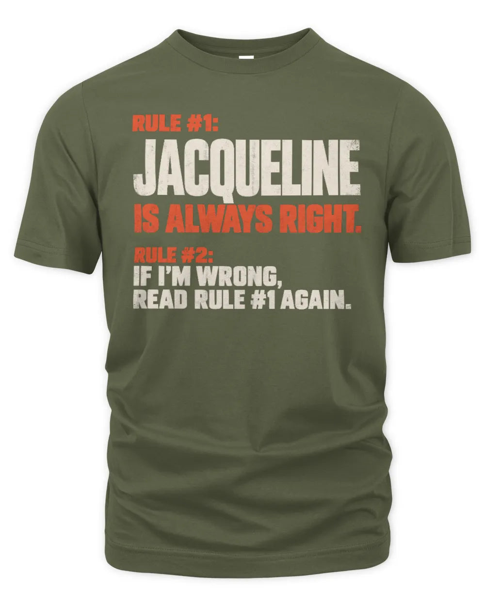 JACQUELINE NP1-H006 - Always Right Personalized Name T-Shirt – Funny Custom Name Shirt - Unisex Standard T-Shirt - Military Green