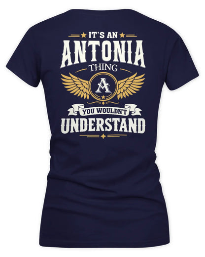 ANTONIA KT06-M008 It’s a [NAME] Thing – You Wouldn’t Understand | Personalized Vintage T-Shirt - Women's V-Neck T-Shirt - Navy