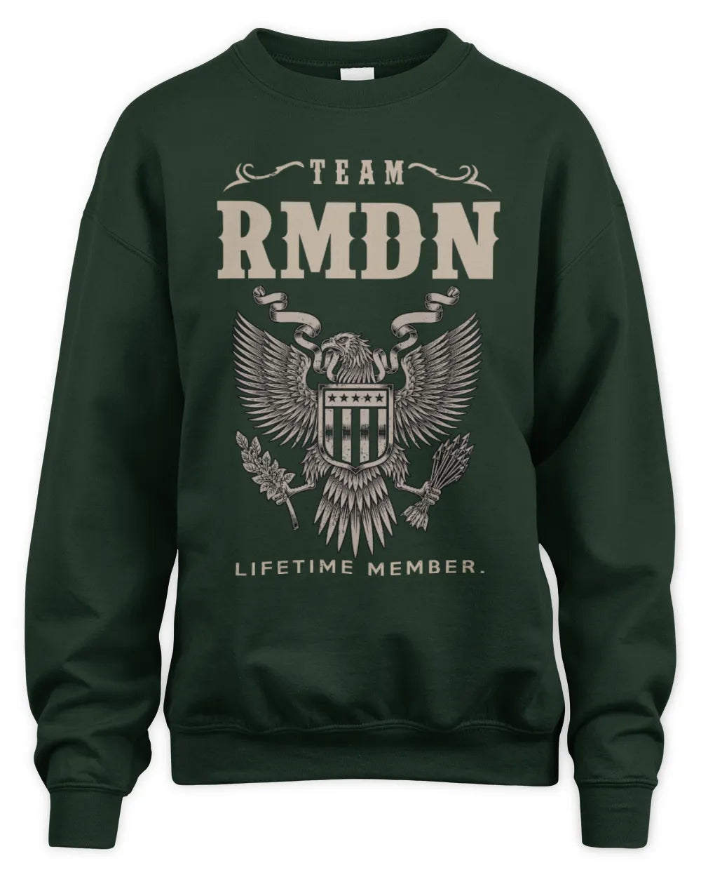 RMDN TP06-K82 – Personalized Classic Style Apparel “Team NAME Lifetime Member” - Unisex Sweatshirt - Forest Green