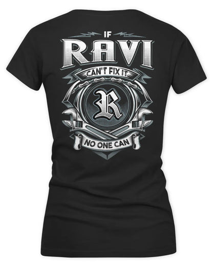 RAVI AP81-K4-626 - Personalized Ahmed Quote Apparel “If Ahmed Can't Fix It, No One Can” - Women's V-Neck T-Shirt - Black