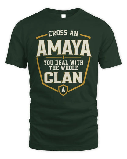 AMAYA NT1-K008 Cross A/An NAME, You Deal With the Whole Clan | Personalized Vintage T-Shirt - Unisex Standard T-Shirt - Forest Green