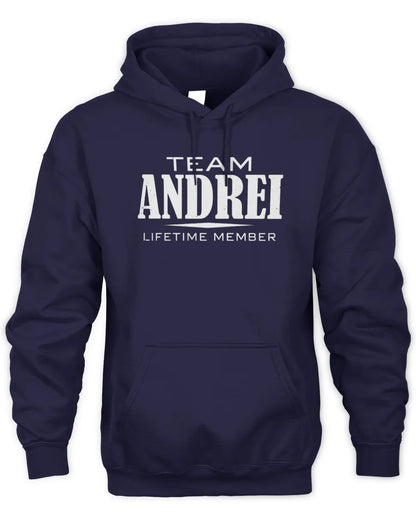 ANDREI BL62-K4-128 - Personalized “Team NAME Lifetime Member” - Unisex Hoodie - Navy