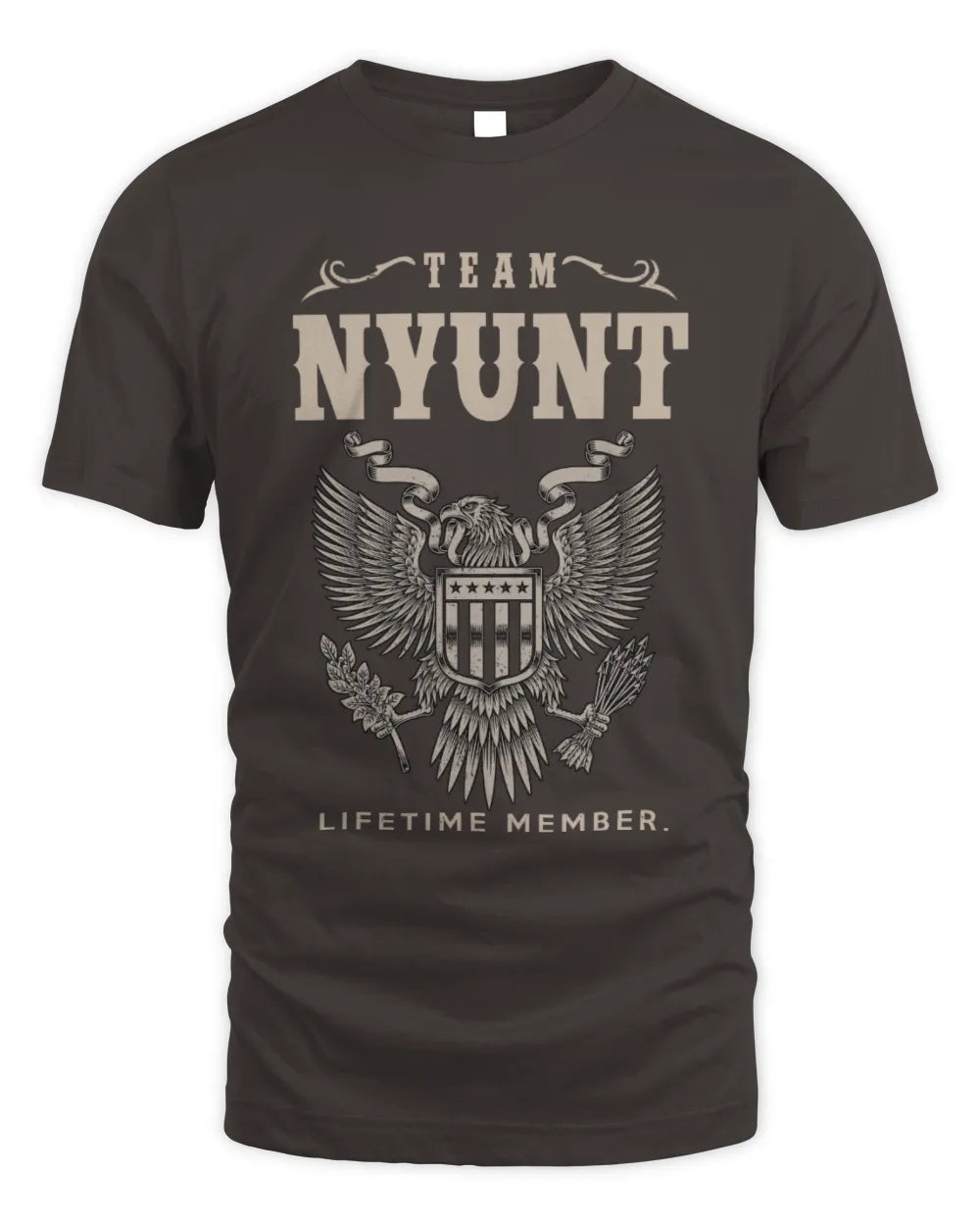 NYUNT TP06-K82 – Personalized Classic Style Apparel “Team NAME Lifetime Member” - Unisex Standard T-Shirt - Dark Chocolate