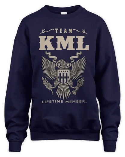 KML TP06-K82 – Personalized Classic Style Apparel “Team NAME Lifetime Member” - Unisex Sweatshirt - Navy