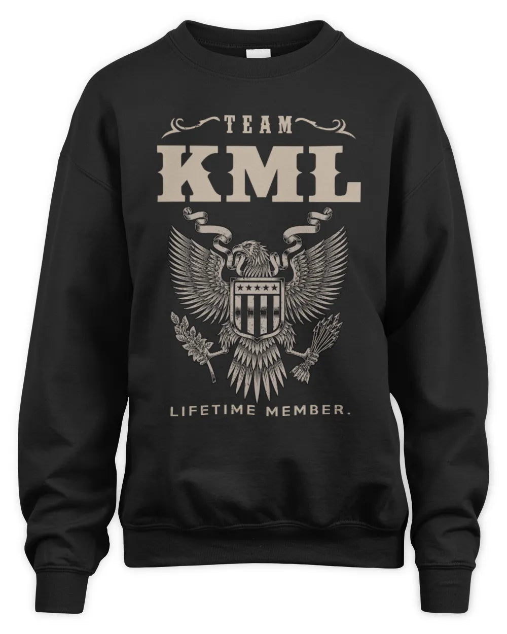 KML TP06-K82 – Personalized Classic Style Apparel “Team NAME Lifetime Member” - Unisex Sweatshirt - Black