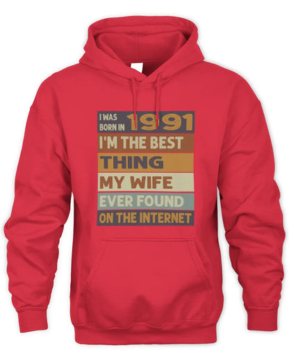 1991 HH89-K2 – Funny Birth Year Wife Quote T-Shirt - Unisex Hoodie - Red