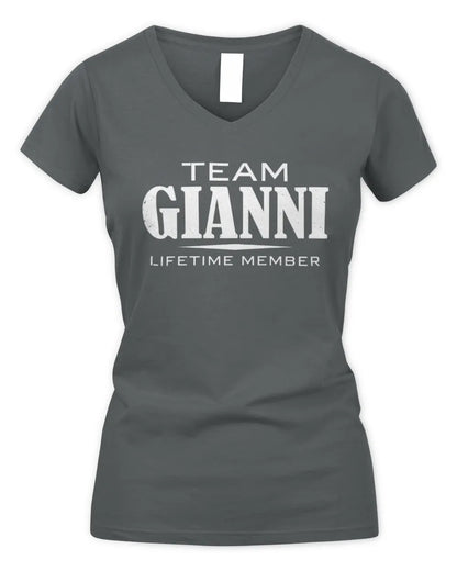 GIANNI BL62-K4-128 - Personalized “Team NAME Lifetime Member” - Women's V-Neck T-Shirt - Charcoal