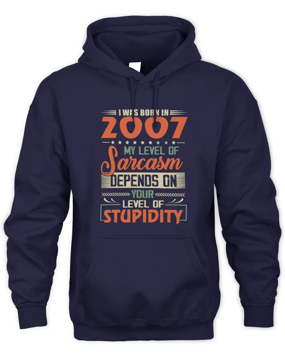 2007 HH89-K2 – Vintage Born to Be Sarcastic T-Shirt - Unisex Hoodie - Navy