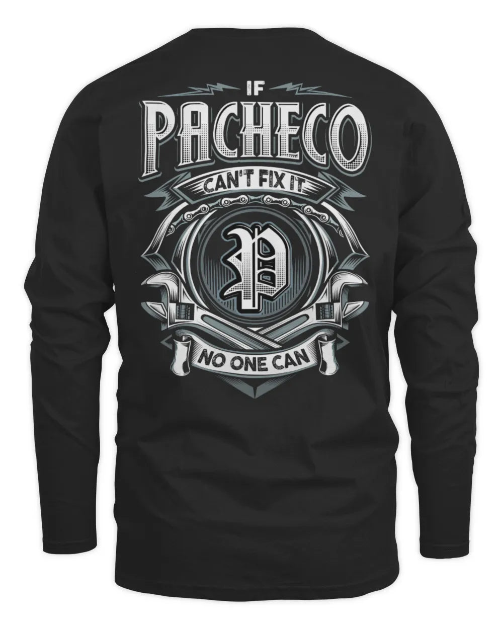 PACHECO AP81-K4-626 - Personalized Ahmed Quote Apparel “If Ahmed Can't Fix It, No One Can” - Men's Long Sleeved T-Shirt - Black