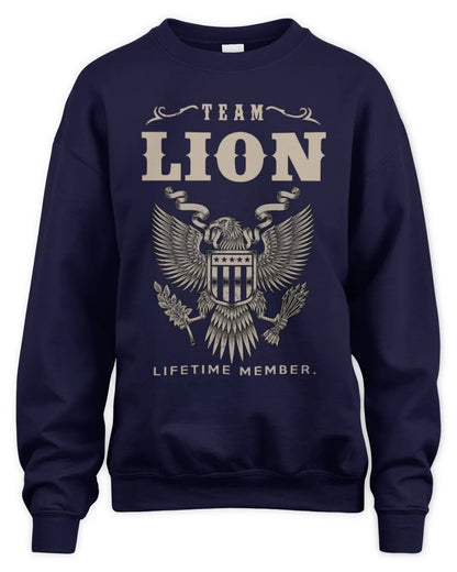 LION TP06-K82 – Personalized Classic Style Apparel “Team NAME Lifetime Member” - Unisex Sweatshirt - Navy