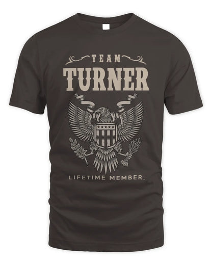 TURNER TP06-K82 – Personalized Classic Style Apparel “Team NAME Lifetime Member” - Unisex Standard T-Shirt - Dark Chocolate