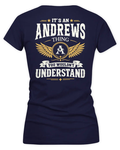 ANDREWS KT06-M008 It’s a [NAME] Thing – You Wouldn’t Understand | Personalized Vintage T-Shirt - Women's V-Neck T-Shirt - Navy