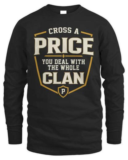 PRICE NT1-K008 Cross A/An NAME, You Deal With the Whole Clan | Personalized Vintage T-Shirt - Men's Long Sleeved T-Shirt - Black