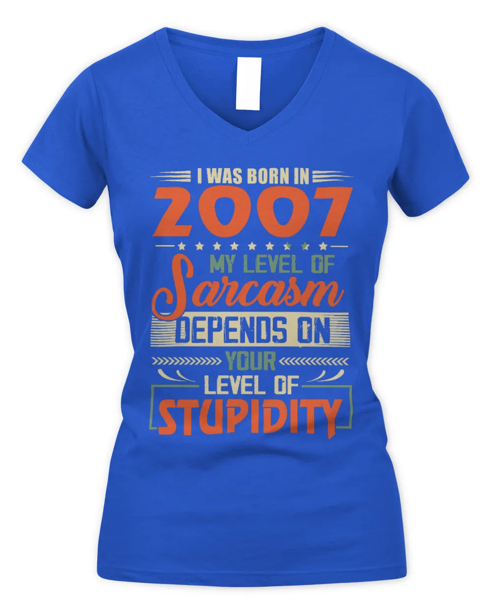 2007 HH89-K2 – Vintage Born to Be Sarcastic T-Shirt - Women's V-Neck T-Shirt - Royal