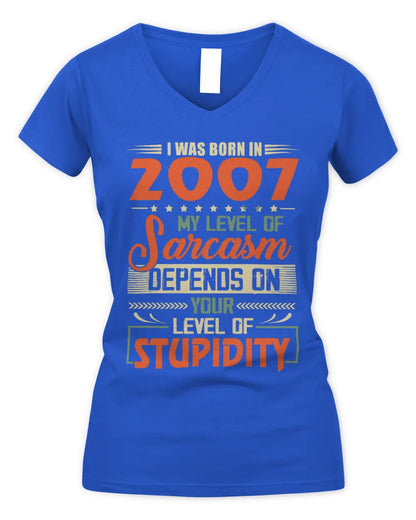 2007 HH89-K2 – Vintage Born to Be Sarcastic T-Shirt - Women's V-Neck T-Shirt - Royal