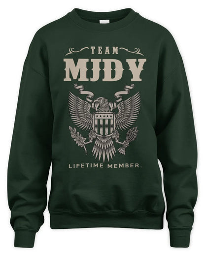 MJDY TP06-K82 – Personalized Classic Style Apparel “Team NAME Lifetime Member” - Unisex Sweatshirt - Forest Green