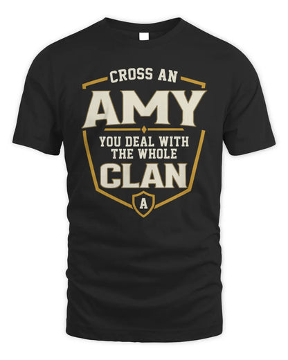 AMY NT1-K008 Cross A/An NAME, You Deal With the Whole Clan | Personalized Vintage T-Shirt - Unisex Standard T-Shirt - Black