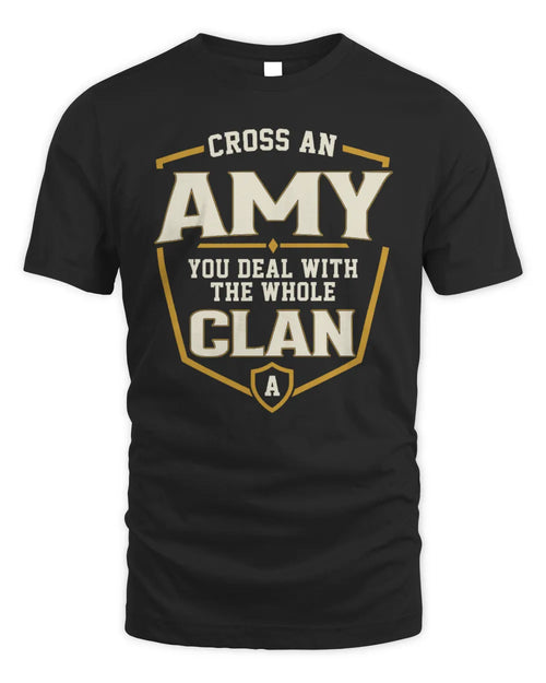 AMY NT1-K008 Cross A/An NAME, You Deal With the Whole Clan | Personalized Vintage T-Shirt - Unisex Standard T-Shirt - Black