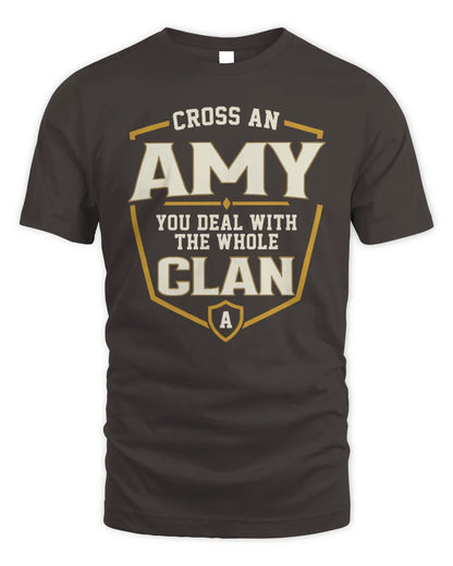 AMY NT1-K008 Cross A/An NAME, You Deal With the Whole Clan | Personalized Vintage T-Shirt - Unisex Standard T-Shirt - Dark Chocolate