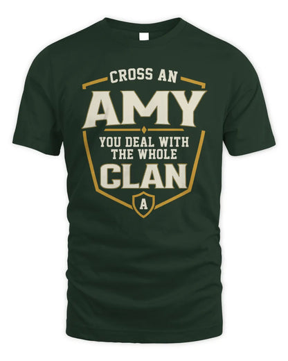 AMY NT1-K008 Cross A/An NAME, You Deal With the Whole Clan | Personalized Vintage T-Shirt - Unisex Standard T-Shirt - Forest Green
