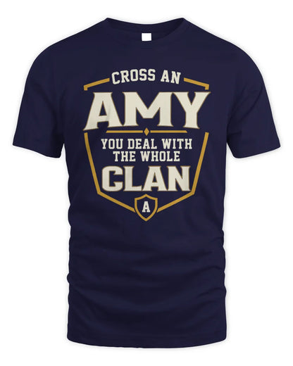 AMY NT1-K008 Cross A/An NAME, You Deal With the Whole Clan | Personalized Vintage T-Shirt - Unisex Standard T-Shirt - Navy