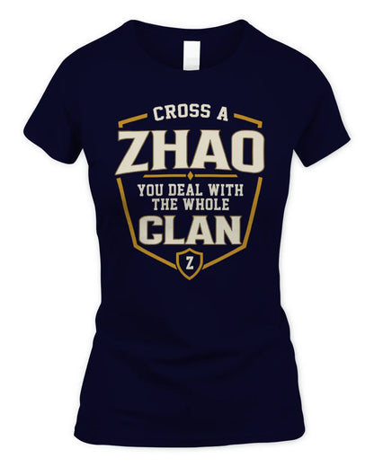 ZHAO NT1-K008 Cross A/An NAME, You Deal With the Whole Clan | Personalized Vintage T-Shirt - Women's Standard T-Shirt - Navy
