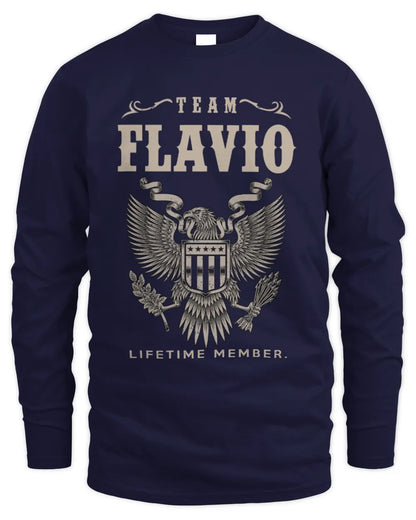 FLAVIO TP06-K82 – Personalized Classic Style Apparel “Team NAME Lifetime Member” - Men's Long Sleeved T-Shirt - Navy