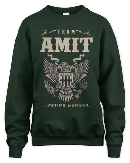 AMIT TP06-K82 – Personalized Classic Style Apparel “Team NAME Lifetime Member” - Unisex Sweatshirt - Forest Green