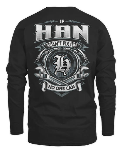 HAN AP81-K4-626 - Personalized Ahmed Quote Apparel “If Ahmed Can't Fix It, No One Can” - Men's Long Sleeved T-Shirt - Black