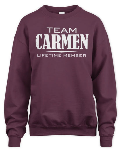 CARMEN BL62-K4-128 - Personalized “Team NAME Lifetime Member” - Unisex Sweatshirt - Maroon