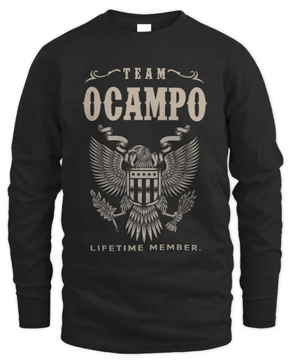 OCAMPO TP06-K82 – Personalized Classic Style Apparel “Team NAME Lifetime Member” - Men's Long Sleeved T-Shirt - Black