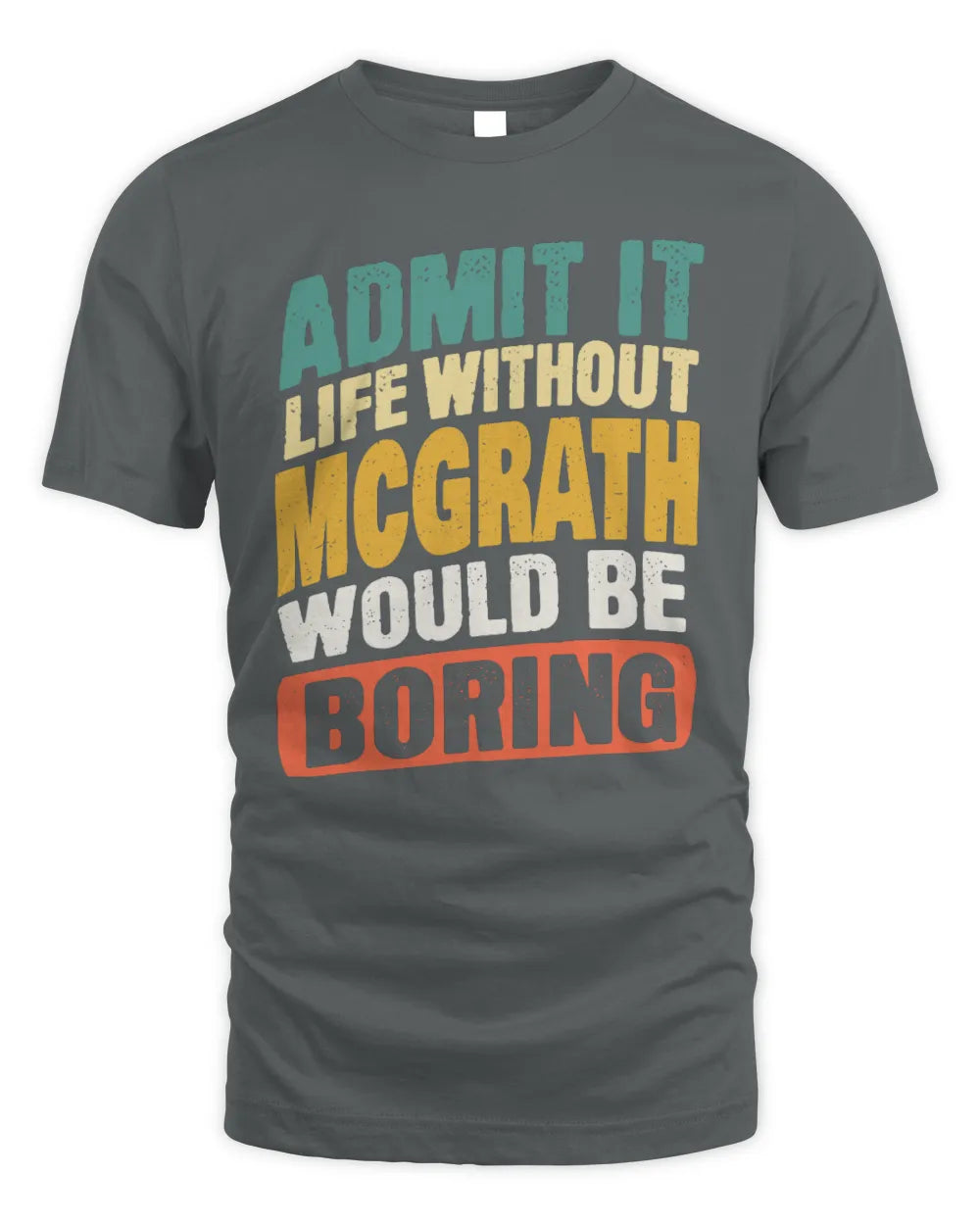 MCGRATH TP88-K4-229
Personalized Funny Quote Apparel “Life Without NAME Would Be Boring” - Unisex Standard T-Shirt - Charcoal