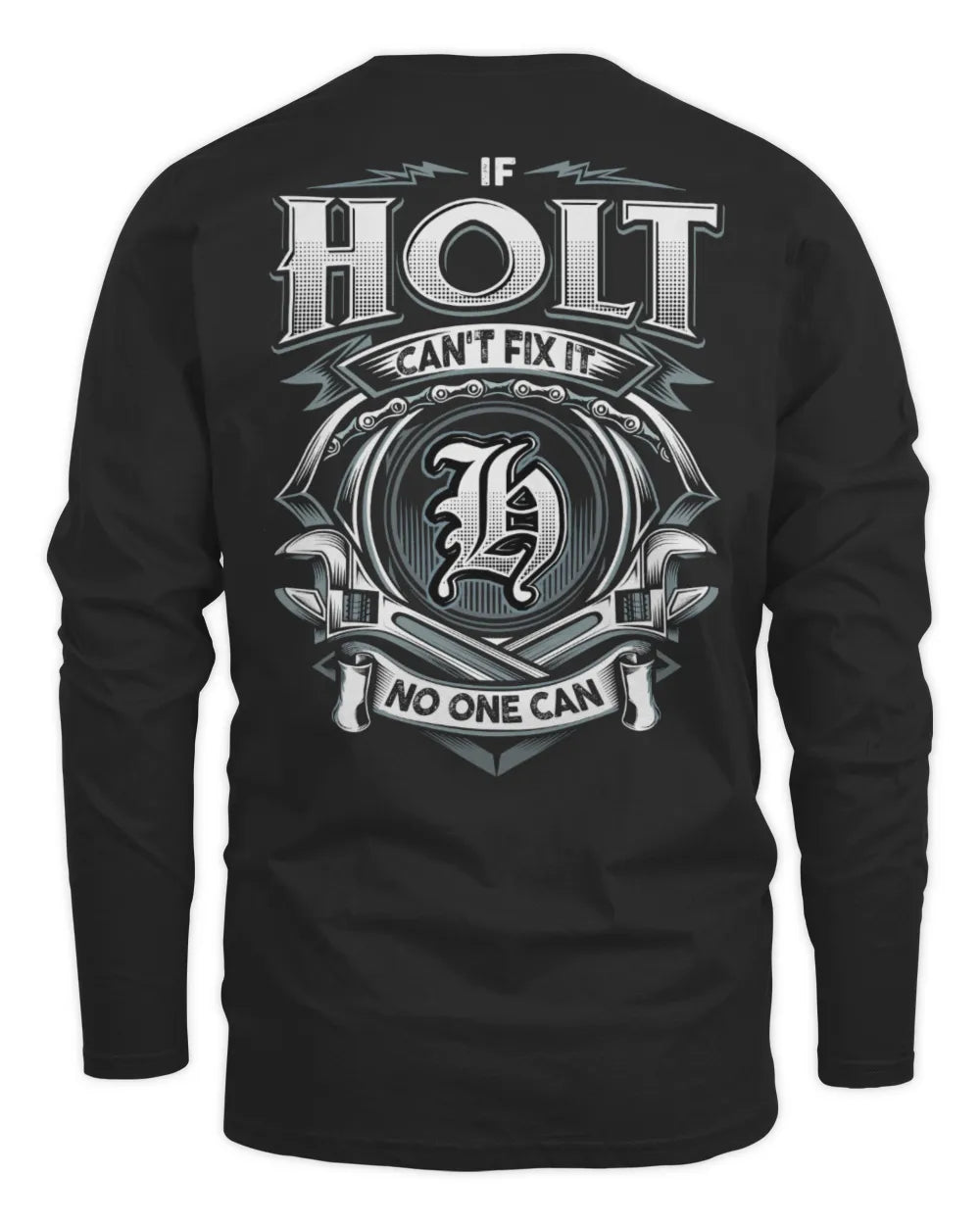 HOLT AP81-K4-626 - Personalized Ahmed Quote Apparel “If Ahmed Can't Fix It, No One Can” - Men's Long Sleeved T-Shirt - Black