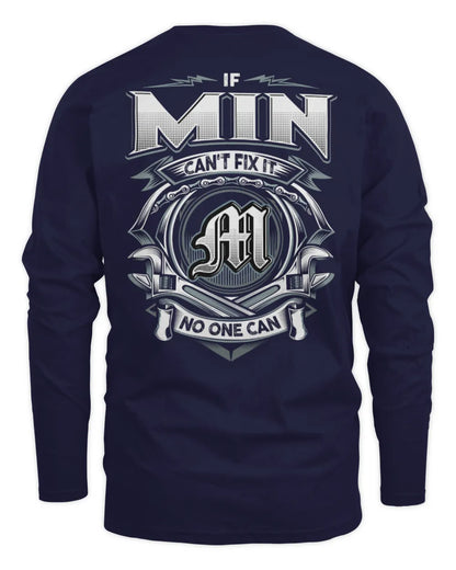 MIN AP81-K4-626 - Personalized Ahmed Quote Apparel “If Ahmed Can't Fix It, No One Can” - Men's Long Sleeved T-Shirt - Navy