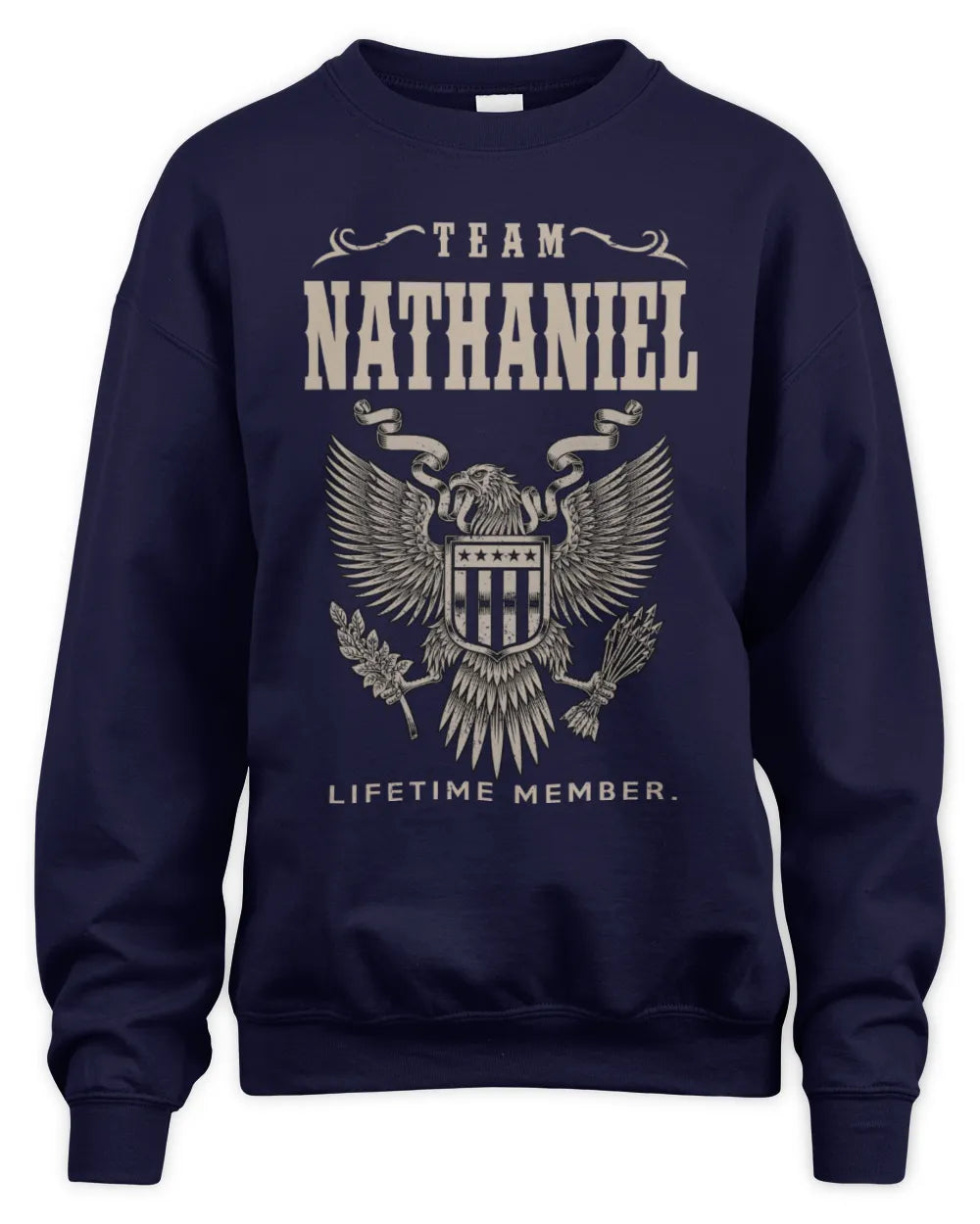 NATHANIEL TP06-K82 – Personalized Classic Style Apparel “Team NAME Lifetime Member” - Unisex Sweatshirt - Navy