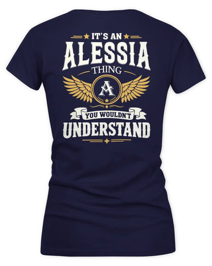 ALESSIA KT06-M008 It’s a [NAME] Thing – You Wouldn’t Understand | Personalized Vintage T-Shirt - Women's V-Neck T-Shirt - Navy