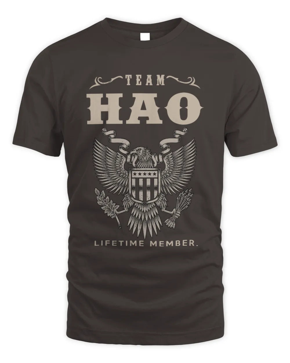 HAO TP06-K82 – Personalized Classic Style Apparel “Team NAME Lifetime Member” - Unisex Standard T-Shirt - Dark Chocolate