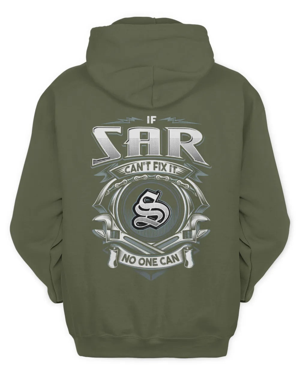 SAR AP81-K4-626 - Personalized Ahmed Quote Apparel “If Ahmed Can't Fix It, No One Can” - Unisex Hoodie - Military Green