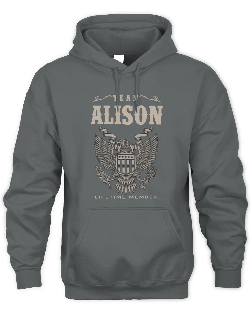 ALISON TP06-K82 – Personalized Classic Style Apparel “Team NAME Lifetime Member” - Unisex Hoodie - Charcoal