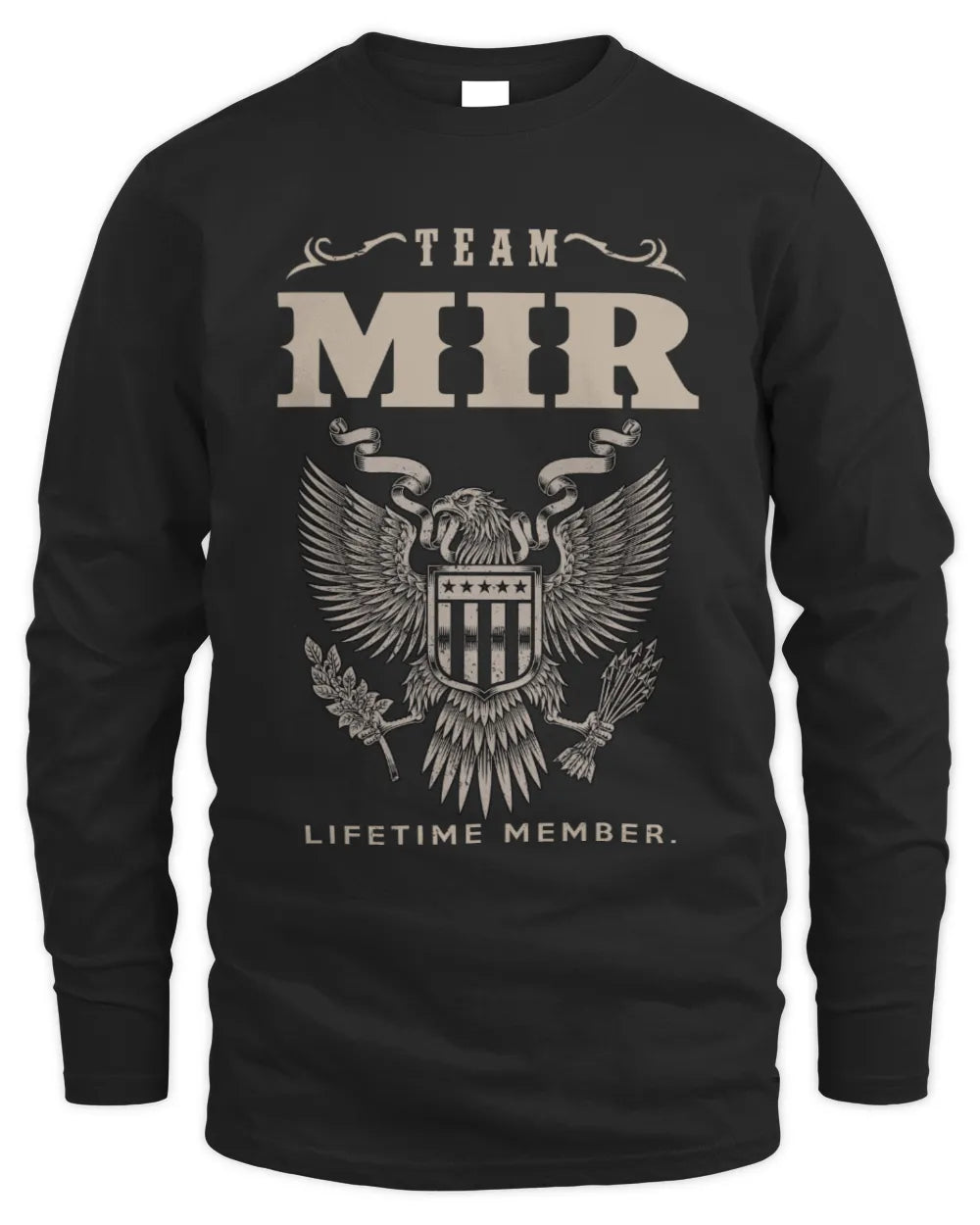 MIR TP06-K82 – Personalized Classic Style Apparel “Team NAME Lifetime Member” - Men's Long Sleeved T-Shirt - Black