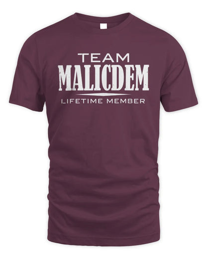MALICDEM BL62-K4-128 - Personalized “Team NAME Lifetime Member” - Unisex Standard T-Shirt - Maroon