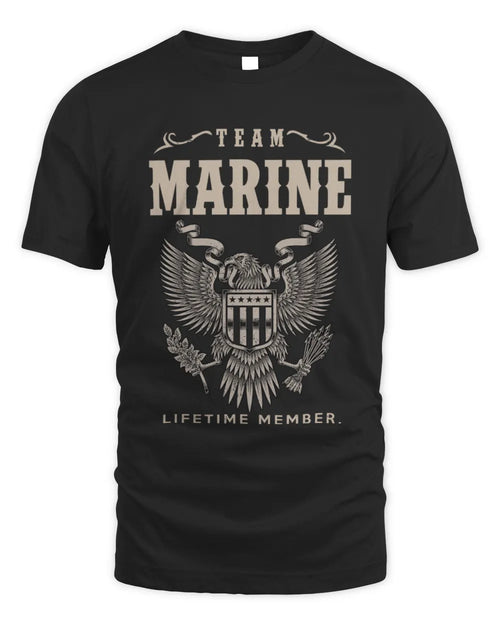 MARINE TP06-K82 – Personalized Classic Style Apparel “Team NAME Lifetime Member” - Unisex Standard T-Shirt - Black