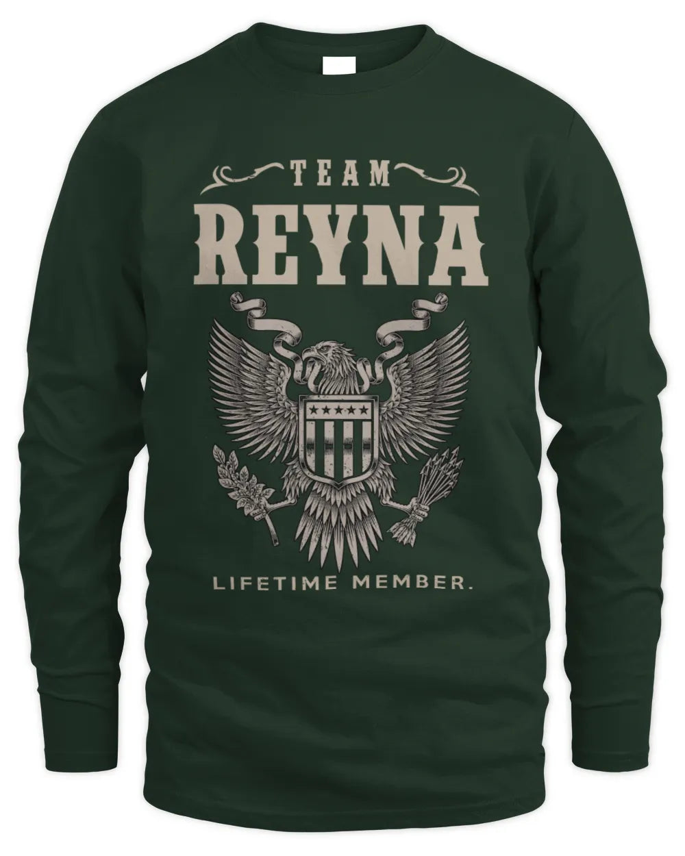 REYNA TP06-K82 – Personalized Classic Style Apparel “Team NAME Lifetime Member” - Men's Long Sleeved T-Shirt - Forest Green