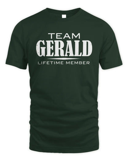 GERALD BL62-K4-128 - Personalized “Team NAME Lifetime Member” - Unisex Standard T-Shirt - Forest Green