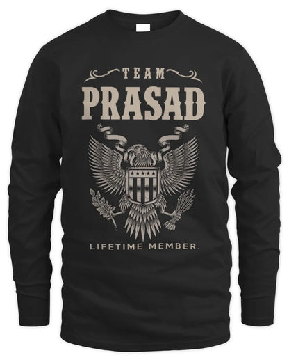 PRASAD TP06-K82 – Personalized Classic Style Apparel “Team NAME Lifetime Member” - Men's Long Sleeved T-Shirt - Black
