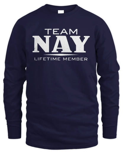 NAY BL62-K4-128 - Personalized “Team NAME Lifetime Member” - Men's Long Sleeved T-Shirt - Navy