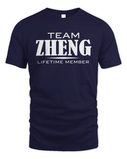 ZHENG BL62-K4-128 - Personalized “Team NAME Lifetime Member” - Unisex Standard T-Shirt - Navy