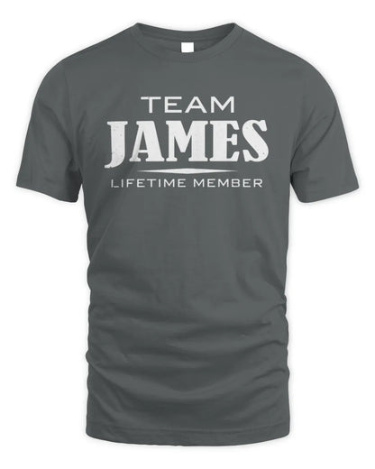 JAMES BL62-K4-128 - Personalized “Team NAME Lifetime Member” - Unisex Standard T-Shirt - Charcoal